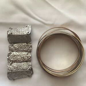 Lace Sterling Silver-tone Color Bracelet .lot Of 9  And Rolling Bangle Bracelets